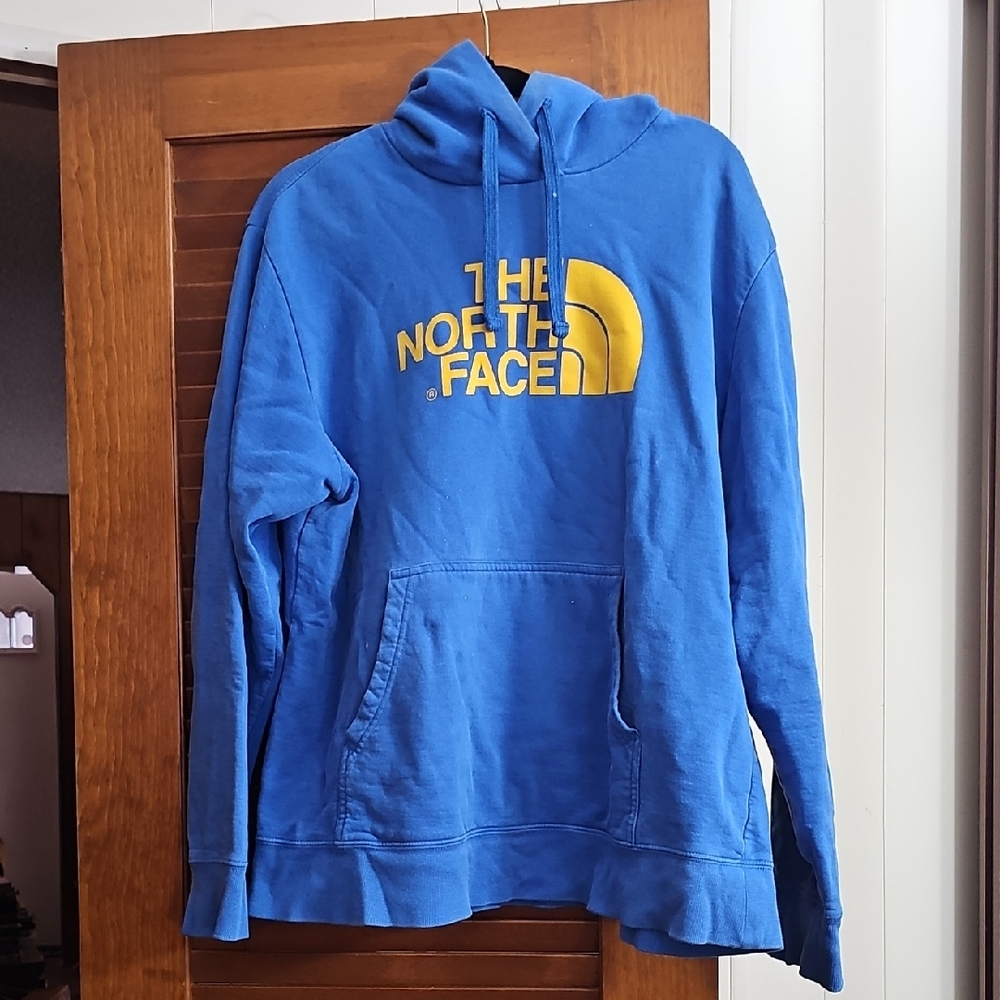The North Face Royal Blue Hoodie with Gold Logo